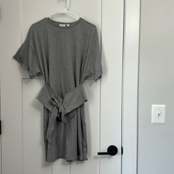 Rebecca Minkoff Marta Cotton Tie Obi Belt Waist Knit Grey Dress Size Medium NWT - Picture 1 of 7